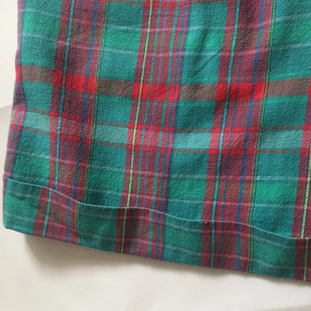 Vintage 80s Ultra Fun Peddlers Cotton Shorts Green and Red Plaid Juniors Size 9 - Picture 4 of 12